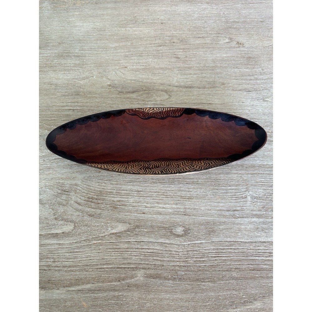 Ethnic‎ Elongated Oblong Painted Hand Carved Wood Tray